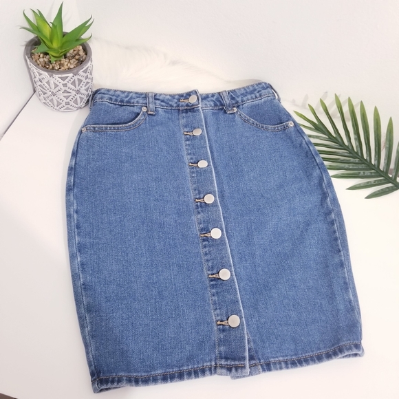 high rise midi denim skirt - Picture 4 of 10